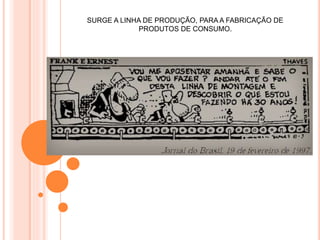 SURGE A LINHA DE PRODUÇÃO, PARA A FABRICAÇÃO DE
PRODUTOS DE CONSUMO.
 