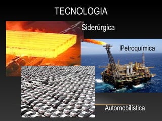 TECNOLOGIA
Siderúrgica
Petroquímica
Automobilística
 