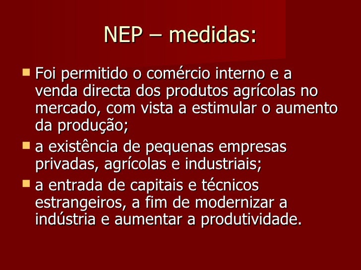 Sobre A Chamada Nova Política Econômica é Correto Afirmar Que