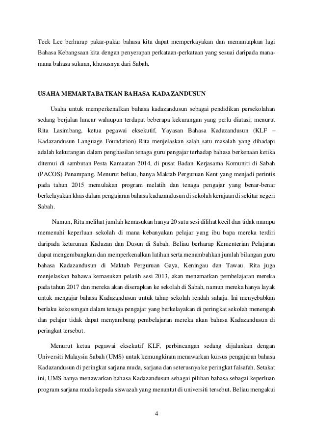 Revolusi Bahasa Kadazandusun dalam Sistem Pendidikan di 