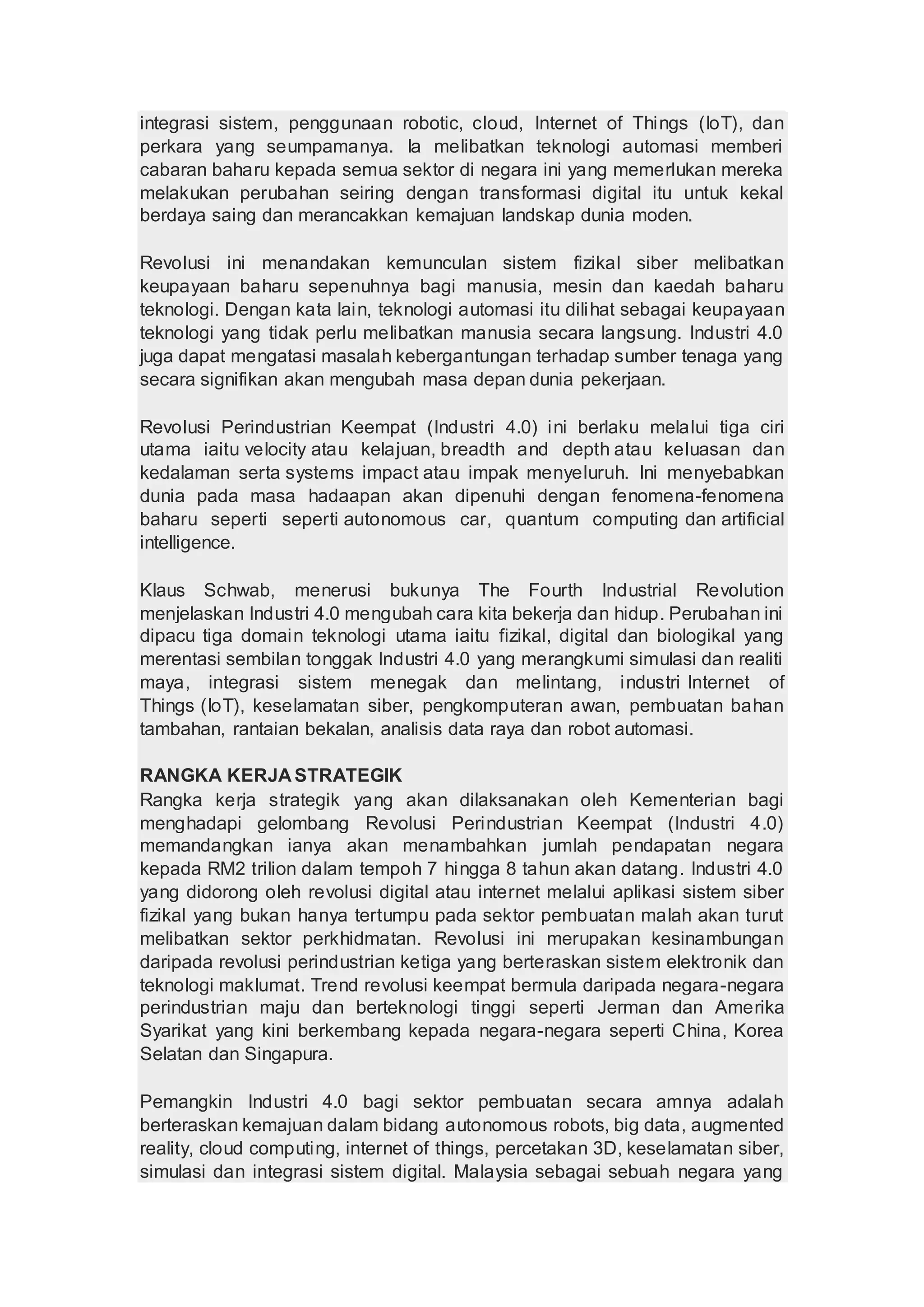 Revolusi perindustrian keempat | DOCX