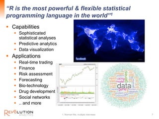 “R is the most powerful & flexible statistical
                                               Revolution Confidential
prog...