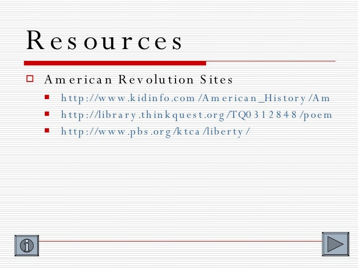 Revolutionary War Poetry Web Quest Final