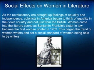 Different acts such as Stamp, Sugar, etc cause Americans to protest, which leads to discontent under British rule leading to literature about morals and independence.