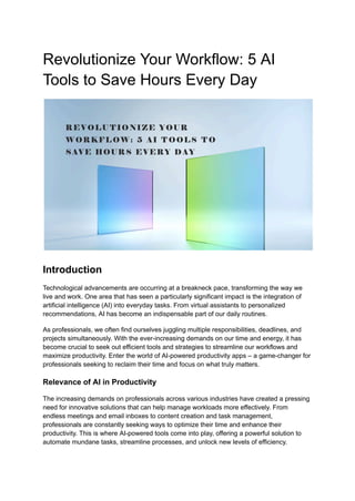 Revolutionize Your Workflow: 5 AI Tools to Save Hours Every Day | PDF