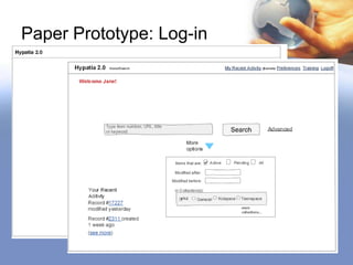 Paper Prototype: Log-in
 