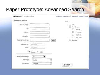 Paper Prototype: Advanced Search
 