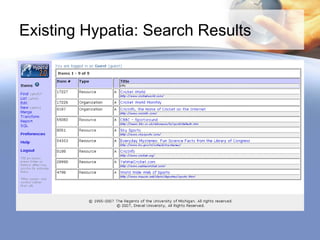 Existing Hypatia: Search Results
 
