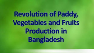 Revolution of Paddy,
Vegetables and Fruits
Production in
Bangladesh
 