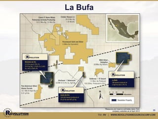 Corporate Contact                            Investor Relations

      Aaron Keay                                    Dylan Berg
President, CEO & Director                 Manager, Investor Relations
 aaron@revolutionrc.com                    dylan@revolutionrc.com
Office: +1 (604) 678-4024                  Office: +1 (604) 681-5672
Mobile: +1 (604) 323-6911                 Mobile: +1 (604) 616-1182



               Revolution Resources Corp.

                  Suite 1500, 409 Granville Street
                 Vancouver, BC V6G 1J1 Canada
                     Office: +1 (604) 678-5672
                   Toll Free: +1 (888) 681-5672
                      Fax: +1 (604) 484-7155
                 www.revolutionresourcescorp.com
                                     Revolution is also listed in the US, OTCQX: RVRCF

                                                                                         35
 