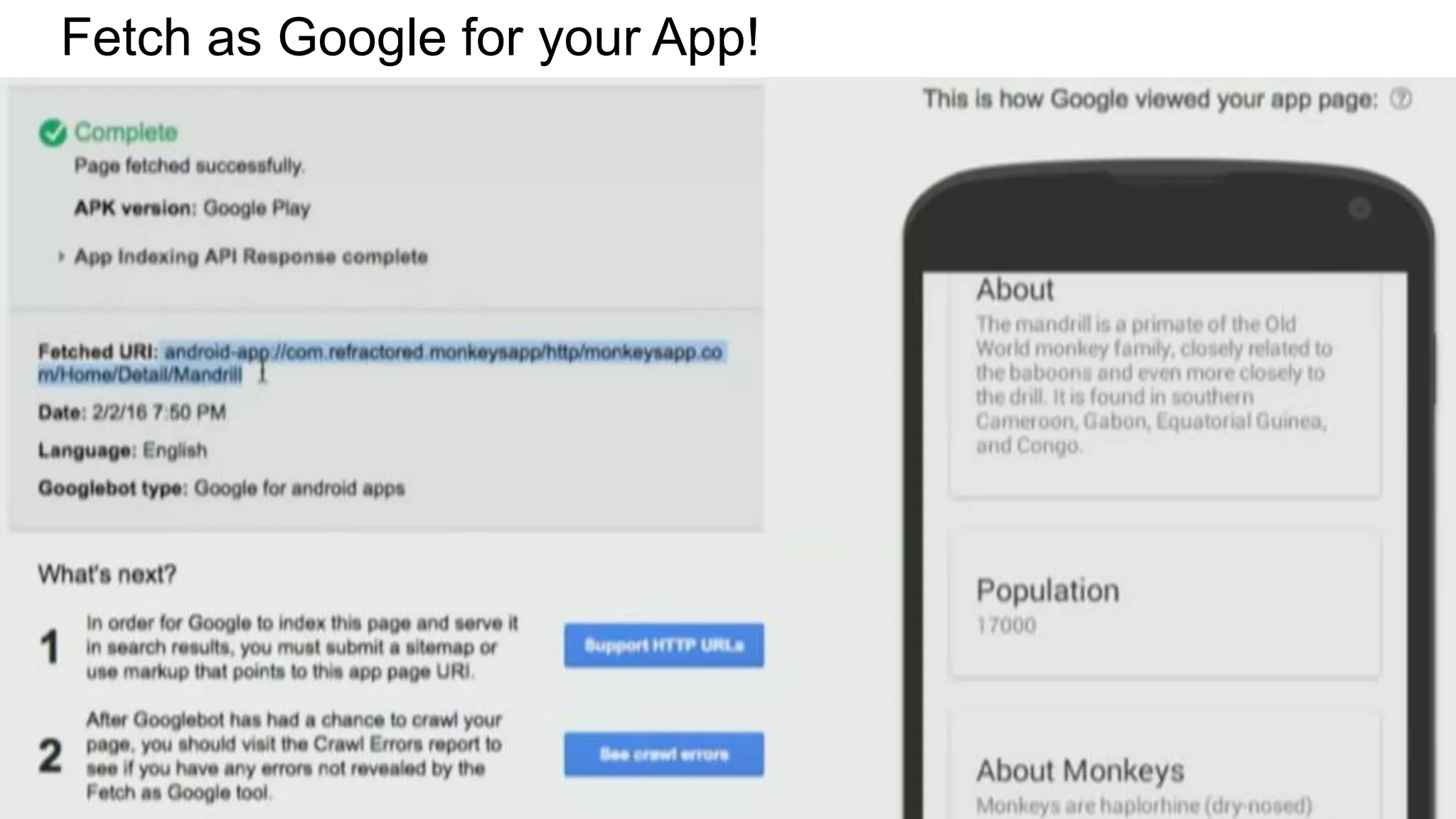 Fetch as Google for your App!
 