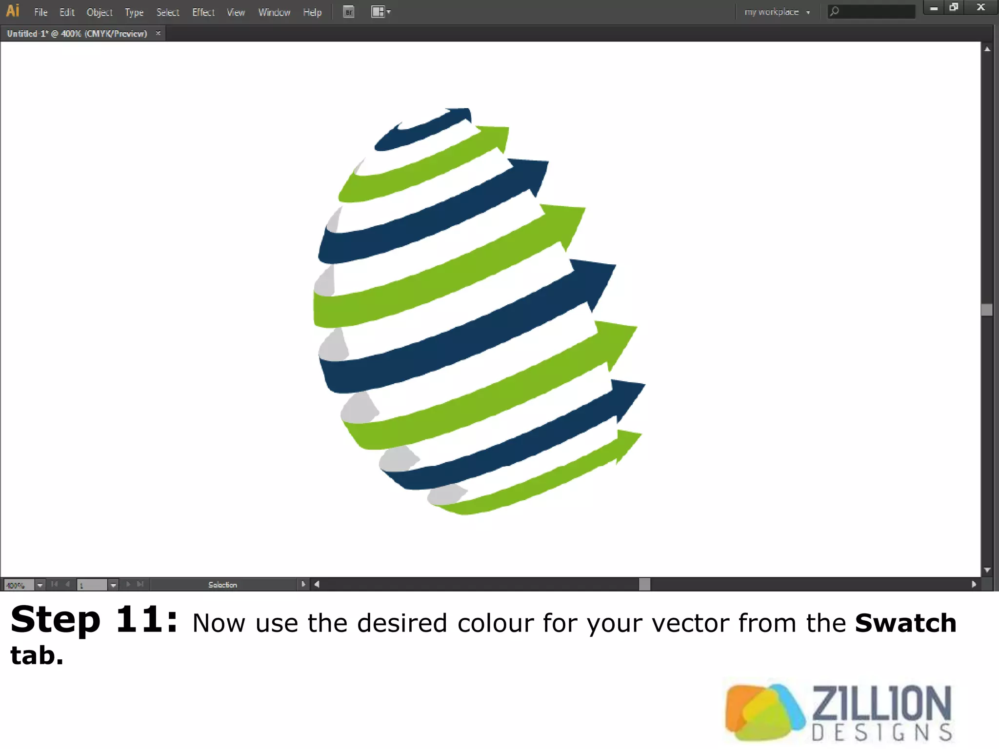 Step 11: Now use the desired colour for your vector from the Swatch
tab.
 