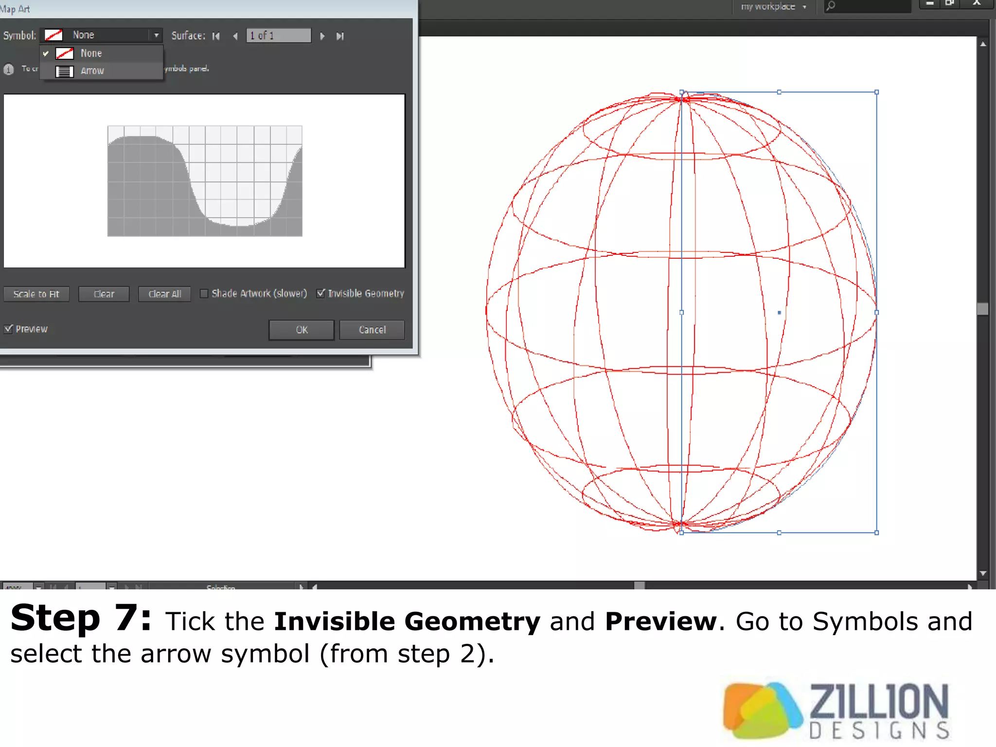 Step 7: Tick the Invisible Geometry and Preview. Go to Symbols and
select the arrow symbol (from step 2).
 