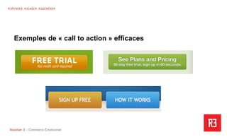 Revolver 3 - Creative.Interactive.Revolver 3 – Commerce Émotionnel
R3PENSER. R3CRÉER. R3GÉNÉRER
Exemples de « call to action » efficaces
 