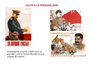 Resultados:

En menos de 10 años la URSS se convirtió en una de las grandes potencias industriales del
mundo, pero con un alto coste para la población:
-

El Estado decidió que casi toda
la producción agrícola se
destinase a los trabajadores
industriales y a la exportación,
lo que provocó a principios de
los años 30 millones de muertos
por hambre en el campo (entre
2 y 10 millones, sobre todo en
Ucrania)

-

constante desabastecimiento
de bienes de consumo, que
consolidó el mercado negro.

 