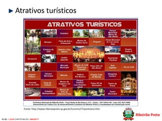 Atrativos turísticos

Fonte: http://www.ribeiraopreto.sp.gov.br/turismo/i71pontostur.htm

Ribeirão Preto
10 /32 – LUCIA CHRYSTINA DE L BRIGATTI

 