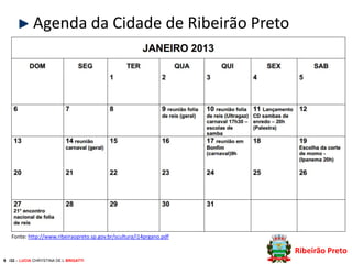 Agenda da Cidade de Ribeirão Preto

Fonte: http://www.ribeiraopreto.sp.gov.br/scultura/i14prgano.pdf

Ribeirão Preto
6 /32 – LUCIA CHRYSTINA DE L BRIGATTI

 