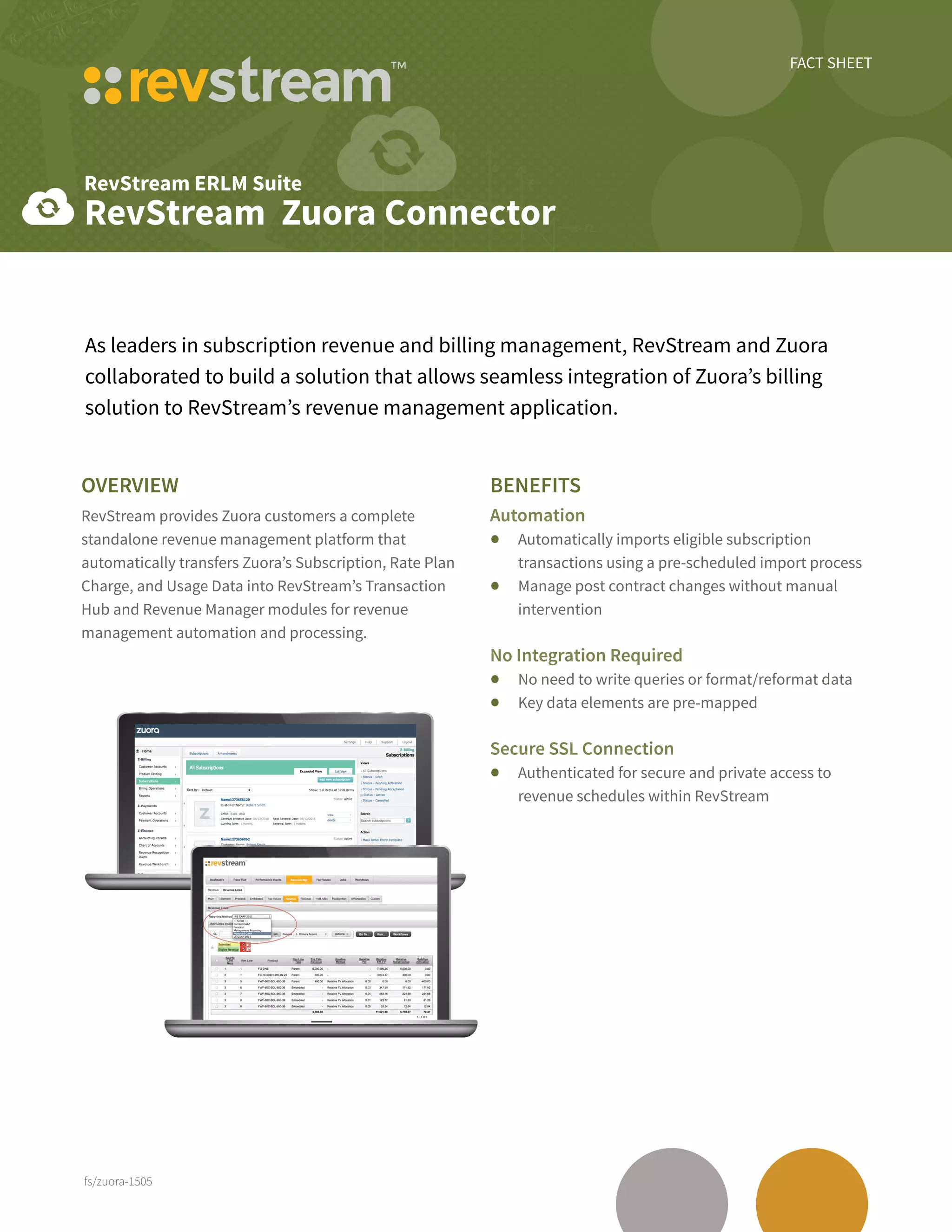[Factsheet] RevStream ERLM Suite - Zuora Connector | PDF