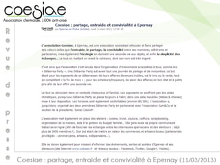 Coesiae : partage, entraide et convivialité à Epernay (11/03/2013)
 