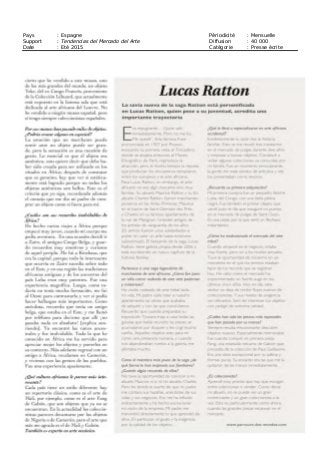 Pays : Espagne Périodicité : Mensuelle
Support : Tendencias del Mercado del Arte Diffusion : 40 000
Date : Eté 2015 Catégorie : Presse écrite
 