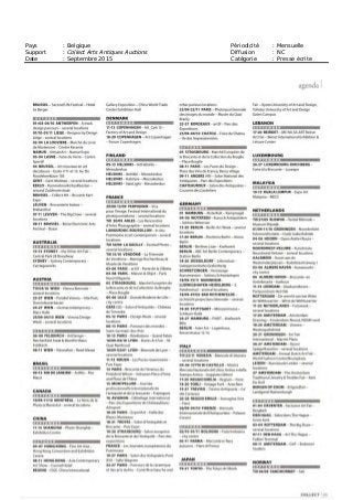 Pays : Belgique Périodicité : Mensuelle
Support : Collect Arts Antiques Auctions Diffusion : NC
Date : Septembre 2015 Catégorie : Presse écrite
 