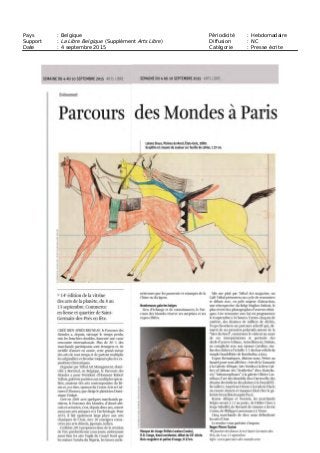 Pays : Italie Périodicité : Mensuelle
Support : Il Giornale dell’Arte Diffusion : 15 000
Date : Septembre 2015 Catégorie : Presse écrite
 