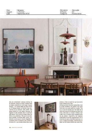 Pays : Belgique Périodicité : Mensuelle
Support : L’Eventail Diffusion : NC
Date : Septembre 2015 Catégorie : Presse écrite
 