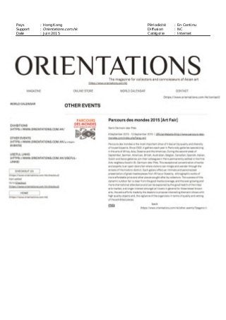 Pays : France Périodicité : En Continu
Support : Fr.artmediaagency.com Diffusion : NC
Date : 29 mai 2015 Catégorie : Internet
 
