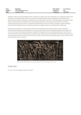 Pays : Belgique Périodicité : En Continu
Support : Brunoclaessens.com Diffusion : NC
Date : 3 juillet 2015 Catégorie : Internet
 