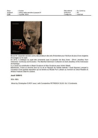 Pays : France Périodicité : En Continu
Support : Détoursdesmondes.typepad.fr Diffusion : NC
Date : 4 juillet 2015 Catégorie : Internet
 