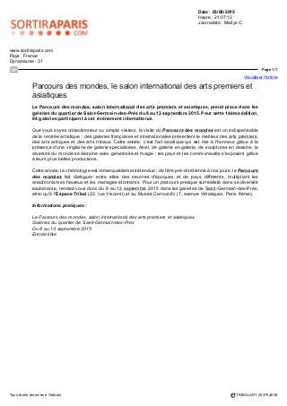 Pays : France Périodicité : En Continu
Support : Artsdaustralie.com Diffusion : NC
Date : 15 juillet 2015 Catégorie : Internet
 