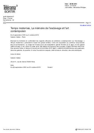 Pays : France Périodicité : En Continu
Support : Artetcommunication.com Diffusion : NC
Date : 24 août 2015 Catégorie : Internet
 