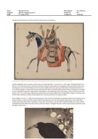 Pays : Royaume-Uni Périodicité : En Continu
Support : Apollo-magazine.com Diffusion : NC
Date : 27 août 2015 Catégorie : Internet
 