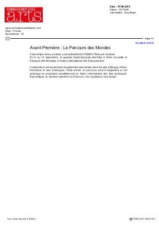 Pays : Belgique Périodicité : En Continu
Support : Brunoclaessens.com Diffusion : NC
Date : 7 septembre 2015 Catégorie : Internet
 