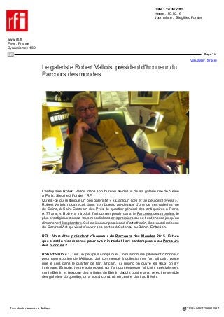 Pays : Royaume-Uni Périodicité : En Continu
Support : Theartnewspaper.com Diffusion : NC
Date : 11 septembre 2015 Catégorie : Internet
 