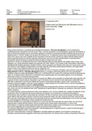 Date : 15/09/2015
Heure : 21:49:39
Journaliste : Bénédicte Philippe.
sortir.telerama.fr
Pays : France
Dynamisme : 80
Page 1/1
Visualiser l'article
Tous droits réservés à l'éditeur TRIBALART 257147814
Animaux (expo à Paris)
Du 8 septembre 2015 au 30 octobre 2015
Galerie Lucas Ratton - Paris
Le salon des arts premiers Parcours des mondes joue les prolongations grâce à
quelques galeries du quartier qui programment encore de belles expositions. Parmi
les coups de cœur figure « Animaux », la première exposition thématique de Lucas
Ratton. Issu de la fameuse famille des légendaires marchands d'art premier dont
le Quai-Branly racontait en 2013 l'épopée, le jeune homme a réuni un ensemble
exceptionnel de sculptures animales illustrant la richesse et la diversité du bestiaire
africain : masques, statuettes, objets. Des pièces remarquables pour leur allure et
leur pedigree !
Lieux et dates
Galerie Lucas Ratton
33, rue de Seine,75006 Paris
infos
Du 08 septembre 2015 au 30 octobre 2015
gratuit
 