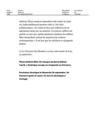 Pays : Suisse Périodicité : En Continu
Support : Bilan.ch Diffusion : NC
Date : 19 septembre 2015 Catégorie : Internet
 
