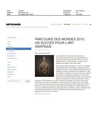 Pays : International Périodicité : En Continu
Support : Sotheby’s.com Diffusion : NC
Date : 22 septembre 2015 Catégorie : Internet
 