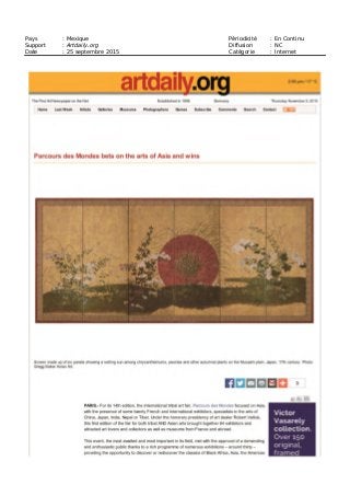 Pays : Belgique Périodicité : En Continu
Support : Brunoclaessens.com Diffusion : NC
Date : 23 septembre 2015 Catégorie : Internet
 