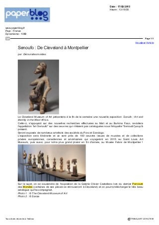 TRIBALART / 234338703 Tous droits réservés à l'éditeur
L’image d’Artcurial est fortement liée à celle de son siège français : aucune autre maison de vente
internationale ne peut revendiquer l’équivalent d’une adresse aussi prestigieuse dans n’importe quelle
capitale internationale.
* Ce résultat, frais inclus TTC, n'inclut pas les ventes de gré à gré. Il comprend aussi les produits de
vente des filiales Artcurial de Deauville, Lyon et Toulouse, ainsi que les ventes de charité.
Artcurial : quelques chiffres pour 2014
Pour les lots vendus au-delà de 50.000 euros en 2014, les acheteurs sont à 75 % étrangers.
À 9.921 euros, le montant du lot moyen a progressé de 26,5 % par rapport à 2013 ; la maison de
vente a enregistré cette année 14 enchères millionnaires, contre 8 en 2013.
La maison de vente a réalisé 62 records de prix en 2014, dont 44 mondiaux.
Elle a enregistré 80 préemptions ou acquisitions par des institutions muséales.
Le montant des adjudications sur Artcurial LiveBid s'élève à 6,5 millions d'euros pour 2014, pour
6.589 participants et 1.171 acheteurs
 