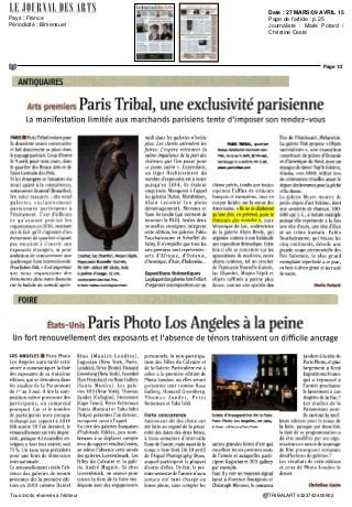 Date : 17/02/2015
Heure : 13:19:58
www.paperblog.fr
Pays : France
Dynamisme : 1089
Page 1/1
Visualiser l'article
Tous droits réservés à l'éditeur TRIBALART 239147055
Senoufo : De Cleveland à Montpellier
par Detoursdesmondes
Le Cleveland Museum of Art présentera à la fin de la semaine une nouvelle exposition Senufo : Art and
Identity in the West Africa.
Celle-ci, s'appuyant sur des nouvelles recherches effectuées au Mali et au Burkina Faso, revisitera
l'appellation "art Senoufo" sur des oeuvres qui n'étaient pas cataloguées sous l'étiquette "Senoufo"jusqu'à
présent.
Seront exposés de nombreux artefacts des sociétés du Poro et Sandogo.
L'exposition sera itinérante et ce sont près de 160 oeuvres issues de musées et de collections
privées européennes, canadiennes et américaines qui voyageront en 2015 au Saint Louis Art
Museum, puis aussi, pour notre plus grand plaisir en fin d'année, au Musée Fabre de Montpellier !
Sur le sujet, on se souviendra de l'exposition de la Galerie Olivier Castellano lors du dernier Parcours
des Mondes (certaines de ses pièces se retrouveront à Cleveland) et on pourra télécharger le très beau
catalogue qui l'accompagnait.
Photo 1 : © The Cleveland Museum of Art
Photo 2 : © Sanza
 