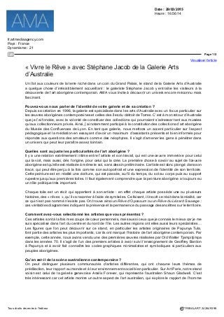 Date : 27 MARS/09 AVRIL 15
Pays : France
Périodicité : Bimensuel
Page de l'article : p.25
Journaliste : Marie Potard /
Christine Ceste
Page 1/2
TRIBALART 9323743400502Tous droits réservés à l'éditeur
ANTIQUAIRES
Arts premiers Paris Tribal, une exclusivité parisienne
La manifestation limitée aux marchands parisiens tente d'imposer son rendez-vous
PARIS• PansTribal revient pour
la deuxieme annee consécutive
et fait doucement sa place dans
le paysage parisien Coup d'envoi
le 9 avril, pour trois jours, dans
le quartier des Beaux Arts et de
Saint Germain des l'res
Si les étrangers se faisaient du
souci quant a la concurrence,
notamment Bruneaf (Bruxelles),
les voici rassures dix neuf
galeries exclusivement
parisiennes participent a
l'événement C'est d'ailleurs
ce qu'avaient précise les
organisateurs en 2014, insistant
sur le fait qu'il s'agissait d'un
evenement de quartier n'ayant
pas vocation a s'ouvrir aux
exposants étrangers, ni pour
ambition dc concurrencer une
quelconquefoireinternationale
PourJulien Flak, «ilestimportant
que nous organisions des
evenements dans notre domaine
car lu balade du samedi apres
FOIRE
Crochet, lac Chambn, Moyen Sepik,
Papouasie Nouvelle-Guinée,
fin XDf-debutXXe
siecle, bois
apatined'usage,25cm.
CourtesygaleneAlainBoyis Pons.
©Photo MathieuFemer/AgencePhotoF
midi dans lei, galeries n'existe
plus Les clients attendent les
foires J'espère retrouver la
même impatience de la part des
visiteurs que l'an passe pour
cejeune salon » Cependant,
un leger fléchissement du
nombre d'exposants est a noter
puisqu'en 2014, ils étaient
vingt trois Manquent a I appel
les galeries Dulon, Montbnson,
Alain Lecomte (en plein
déménagement), Mermoz et
YannFerrandm(quiviennentde
terminer le RAD) Seules deux
nouvelles enseignes intègrent
cette edition, les galeries Pablo
Touchaleaume et Schoffel de
Fabry II n'empêche que tous les
arts premiers sont représentes
arts d'Afrique, d'Oceanie,
d'Amérique, d'Asie, d'Indonésie
Expositions thématiques
Laplupartdesgalènesfontl'effort
d'organiser une exposition sur un
PARIS TRIBAL, quartier
Beaux-Artsfiaint-Germain-des-
Pres, du 9 au TI avril, tij Tih-içh,
vernissage le 9 avril denh a ziti
www panstnbal.Gom
thème précis, tandis que toutes
espèrent l'afflux de visiteurs
français et européens tout en
restant lucides sur la venue des
Américains « Ils ne se déplacent
qu'une fois, en general, pour le
Parcours des mondes », note
Veronique du Lac, codirectrice
de la galerie Alain Bovis, qui
organise comme a son habitude
une exposition thématique Cette
fois ci elle se concentre sur les
oppositions de matières, entre
objets coûteux, tel un crochet
dePapouasieNouvelleGuinée,
lac Chambn, Moyen Sepik et
objets raffines a patine plus
douce, comme une spatule des
Iles de l'Amirauté, Mélanésie
La galerie Flak propose « Objets
surréalistes », une exposition
constituée de pieces d'Oceanie
et d'Amérique du Nord, dont un
masque de danse Yup'ik Eskimo,
Alaska, vers 1880, utilise lors
de cérémonies rituelles avant le
depart des hommes pour la peche
ct la chasse
La galerie Meyer montre dc
petits objets d'art Eskimo, dont
une amulette de chaman, 100
600 apr ) L, a lecture multiple
puisqu'elle représente a la fois
une tête d'ours, une tête d'élan
et un crâne humain Pablo
Touchaleaume, qui brasse les
cinq continents, dévoile une
grande coupe ceremomelle des
Iles Salomon, le plus grand
exemplaire répertorie a ce jour,
en bois a decor grave et incruste
de nacre
Marie Potard
Etats-unis Paris Photo Los Angeles à la peine
Un fort renouvellement des exposants et l'absence de ténors trahissent un difficile ancrage
LOS ANGELES • Paris Photo
Los Angeles aura tarde cette
annee a communiquer la liste
des exposants de sa troisieme
edition qui se déroulera dans
les studios de la Paramount
du 1e
au 3 mai A lire la com
position même provisoire des
participants, on comprend
pourquoi Car si le nombre
de participants reste presque
inchange par rapport a 2014
(68 contre 70 l'an dernier), le
renouvellement est tres impor
tant, puisque 43 nouvelles en
seignes y font leur entree, soit
71 % Un taux sans précèdent
pour une foire de dimension
internationale
Ce renouvellement révèle l'ab
sente des galeries de renom
présentes dts Id premiere cdi
lion en 2013 comme Daniel
Blau (Munich Londres),
Gagosian (New York, Pans,
Londres),Feroz(Bonn),Howard
Greenberg (New York), Fraenkel
(San Francisco) ou Rose Gallery
(Santa Monica) Les gale
nes 303 (New York), Thomas
Zander (Cologne), Stevenson
(Cape Town), Peter Fetterman
(Santa Monica) et Taka [shu
(Tokyo) présentes l'an dernier,
manquent aussi a l'appel
Du cote des galeries françaises
d'habitude fidèles, peu nom
breuses a se déplacer compte
tenu du rapport résultat/coûts,
on relevé l'absence cette annee
des galeries Loevenbruck, Les
Filles du Calvaire et la gale
ne Andre Magnin Si chez
I oevenbruck, on avance pour
raison la date de la foire ina
dequate avec des engagements
personnels, la non participa
lion des Filles du Calvaire et
de la Galerie Particulière est a
relier a la premiere edition de
Photo London, ou elles seront
présentes tout comme Rose
Gallery, Howard Greenberg,
Thomas Z a n d e r , Peter
Fetterman et Taka Isbn
Forte concurrence
Autrement dit des choix ont
ete faits au regard de la proxi
mite des dates des deux foires,
a trois semaines d intervalle
l'une de I autre, maîs aussi de la
tenue a New York (16 19 avril)
de l'Aipad Photography Show,
auquel participent la plupart
d'entre d'elles De fait, le pre
mier semestre dè l'année n'aura
jamais ete tant charge en
foires photo, sans compter les
Soiree d'inauguration de la foire
Pans Photo Los Angeles,
© Photo Jeff Mclflne/Pans Photo
autres grandes foires d'art qui
emaillent les six premiers mois
de l'année et auxquelles parti
cipent Gagosian et 303 gallery
par exemple
Faut ily voir un mauvais signal
lance a Florence Bourgeois et
Christoph Wiesner, le nouveau
tandem a la tête de
Paris Photo, ct plus
largement a Reed
Expositions France
qui a repousse a
l'année prochaine
le lancement a Los
Angeles de la Fiac ?
Les studios de la
Paramount sont
ils surtout la meil
leure adresse pour la tenue de
la foire, puisque par deux fois
la date de sa programmation a
du etre modifie par ses orga
msateurs. en raison de tournage
de film provoquant certaines
desaffections de galeries 7
Les resultats de cette edition
et ceux de Photo London le
diront
Christine Ceste
 