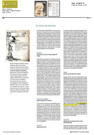 LE QUOTIDIEN DE L'ART
Date : 14 SEPT 15Pays : France
Périodicité : Quotidien Page de l'article : p.6
Page 1/1
TRIBALART 5989715400501Tous droits réservés à l'éditeur
BRÈVES
UN MASQUE ATTIE ENRICHIT
LES COLLECTIONS
DU MUSÉE DU QUAI BRANLY
Masque, Côte d'Ivoire,
XIX' siècle, collecte
en pays allie © Musee
du quai Branly, Paris
> Le deuxième dîner de gala de
la société des Amis du musée
du quai Branly, qui s'est tenu le
7 septembre, a permis, grâce aux
fonds récoltés, d'acquérir un masque Attié en bois
polychrome du XIXe
siècle. Collecte au début des années
1930 en Côte d'Ivoire par Roger Bédiat, l'œuvre fut
acquise successivement par Charles Ratton, puis par
le collectionneur Hubert Goldet, avant de rejoindre
les États-Unis en 2001 II n'existe que trois masques
attribués aux Attiés. Le dîner a notamment réuni Pierre
Moos, directeur du Parcours des Mondes, des marchands
comme Philippe Ratton, AnthonyJP Meyer etAlain Bovis,
des acteurs du monde de l'art dont Antoine de Galbert,
fondateur et président de la Maison Rouge, Jean-Paul
Cluzel, président de la Réunion des musées nationaux-
Grand Palais, ou encore des artistes Fabrice Hyber et
Hervé Di Rosa, de grands collectionneurs français et
étrangers comme Monique Barbier-Mueller, des mécènes
et donateurs du musée.
 