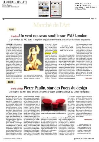 Date : OCT 15
Pays : France
Périodicité : Mensuel
Page de l'article : p.52
Page 1/1
TRIBALART 5368435400501Tous droits réservés à l'éditeur
Dossier / Guide 2015/2016 des lieux pour chiner
Lesmanifestationsspécialisées
En progression malgré des disparitions
Salons et bourses thématiques se sont
beaucoup développés ces dernières
années, notamment en direction du haut
de gamme, alors que les manifestations
généralistes se réduisaient. Amateurs
dephotographies,dessins,peintures
anciennes, automobiles de collection,
design, vintage (mode et accessoires de
mode), livres anciens ou estampes, vous
bénéficiez de rendezvous de qualité.
Leurs atouts résident dans un grand choix
ciblé, une marchandise sélectionnée
avec beaucoup moins de faux qu'ailleurs,
un «juste» prix obtenu par un effet de
concurrence, la présence de spécialistes
compétents qui sont aussi des experts,
desrencontresavecd'autresvisiteurs
passionnés, voire des conférences et
des colloques. Cependant, comme
vous n'aurez en face de vous que dcs
professionnels pointus, vous aurezpeu
de possibilités de dénicher une affaire de
derrière les fagots. Autre inconvénient : ces
manifestations se tiennent généralement
dans de grandes villes et essentiellement à
Paris. Certains domaines sont en manque
de rencontres spécialisées : la verrerie
(saufà aller à Lasne, en Belgique), les
antiquités de jardin ou les textiles anciens.
Pour les collections dites «de longue
date», on retrouvelestraditionnelles
bourses thématiques. Cependant,
certaines sont moins nombreuses depuis
quèlques années : les papiersanciens et
particulièrement les cartes postales et les
albums de BD (pas les planches qui sont
très demandées), les ours en peluche,
les poupées, les faïences régionales, les
appareils photographiques, les arts et
traditions populaires. •
V Au salon du dessin..
À GRAVER SUR VOS TABLETTES
• Le Salon des vieux papiers de Paris, à la Porte de
Champerret, en octobre et en février.
• Rétromobile, le salon des véhicules anciens, à Paris
(porte de Versailles), en février.
• Le Salon cles textiles anciens des Arcs sur Argens, en
février
• Le Salon champenois du véhicule de collection, à
Reims, en mars.
•Le Pavillon des arts et du design, à Paris, en mars,
•Art Paris, salon de l'art moderne et de l'art
contemporain, au Grand Palais, en mars.
• Le Salon du dessin, à Paris, au Palais de la bourse, en
mars.
• Le Salon international du livre ancien et de l'estampe, à
Paris, au Grand Palais, en avril.
•Les foires du livre ancien de la Charité sur Loire, en
juillet et en août,
• La foire d'arts populaires de Saint-Nectaire, en août.
• Massilia Vintage, à Cagnes-sur-Mer, en septembre.
• Le Parcours des mondes - les arts tribaux, à Paris, en
septembre.
• Le Salon du vintage de Paris, au Carreau du Temple, en
octobre.
• Automédon, à Paris, le salon des véhicules anciens, en
octobre,
• Le Puces du design, à Paris-Bercy, en mai et en octobre.
• Le salon des véhicules anciens, Automédon, à Paris, en
octobre.
• Paris Photo, à Paris, en novembre.
•ParisTableau, le salon de la peinture ancienne, à Paris,
au Palais de la bourse, en novembre.
• Le Salon de la carte géographique ancienne et du livre
de voyage, à Paris, en novembre,
• La Foire à la paperasse de Givors, en novembre.
«Salons et bourses thématiques se sont
beaucoup développés ces dernières
années,notammentendirectionduhautde
gamme.»
 