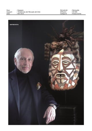 Date : 02/08 SEPT 15
Pays : France
Périodicité : Hebdomadaire
Page de l'article : p.34
Page 1/1
TRIBALART 1790505400502Tous droits réservés à l'éditeur
Temps modernes -
Lamémoire
de l'esclavage et l'art
contemporain
A partir du 8 sept I5h2lh(mar)
galene Vallois 35 et 41 rue
de Seine 6e
0143 2517 34
parcours des mondes corn
Entrée libre
T Ravivantlamemoire
et confrontant les regards
africains et caribeens
contemporains sur
l'esclavage, «Temps
modernes»présentele
travail de quinzeartistes
C'est une exposition au
carrefourdeplusieurslieux
et evenements. au siege de
Temps modernes
A partir du 8 sept galene Vallois
l'Unesco pour les
installationsgrandsformats
(411 sept ) et a lagalene
Vallois (8sept 3 oct ) dans
le cadre de la 14e
édition du
Parcours des mondes, a
Saint Germain des Pres Des
œuvres fortes, a decouvrir
notamment durant ces
journees (813 sept ) dédiées
aux arts premiers, dans
les galènes du quartier
A noter l'ouverture marquée
cette annee en direction
des arts asiatiques
 