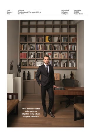 Pays : France Périodicité : En continu
Support : BFM Business TV - Emission « Chercheurs d’Art » Diffusion : NC
Date : 4 septembre 2015 Catégorie : Télévision
A l’occasion du 14e
Parcours des mondes, Pierre Moos et Frédéric Rond
étaient les invités d’Olivier de Rincquesen.
Diffusion en direct le vendredi 4 septembre à 14h
http://bfmbusiness.bfmtv.com/mediaplayer/video/chercheurs-d-art-le-
salon-parcours-des-mondes-se-positionne-comme-le-rendez-vous-
international-majeur-des-collectionneurs-et-marchands-d-arts-primitifs-
0409-623973.html
 