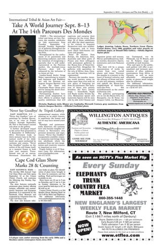 Date : 04 SEPT 15
Pays : France
Périodicité : Hebdomadaire
OJD : 25019
Page de l'article : p.113-117
Journaliste : Marie C. Aubert /
Stéphanie Perris-Delmas
Page 3/5
TRIBALART 2703015400503Tous droits réservés à l'éditeur
de I art asiatique ce qut portera a une centaine le
nombre d exposants pour les deux parcours
Chacun sera personnalise par un kakémono diffe
rent même si des ponts seront jetés entre eux »
A un point tel comme il nous I avait également
confirme a ce moment la qu il faudrait pouvoir
étendre le périmètre géographique bien au delà
du cœur de Saint Germain des Pres pour pou
voir intégrer les candidats désireux d'en faire
partie ' Le Parcours des mondes 2014 avait pu
accueillir un nombre plus important de galeries
américaines entraînant dans leur sillage leurs
propres clients ce sera encore le cas pour cette
14e
edition dont Robert Vallois sera le president
d honneur sans compter une forte presence de
galeries étrangères (plus de 50 %) Maîs attention
il nes! pas question ici de confondre quant te et
qualite toujours selon Pierre Moos «lin existe
que soixante dix vrais professionnels dans le
monde entier» Alors comment pour les
néophytes séparer le bon gram de I ivraie '
Martin Doustar(artsprimitifsetarcheologie Paris
Bruxelles) leur conseille de se documenter, de
fréquenter les salles de ventes les « meilleures
Collier de chef dents de bale ne fendues
et fibres Fidji Polynesie début
du XIXe
siecle 23 5 x 41 cm
h de la dent la plus longue 15 cm
© FINCH & co
 