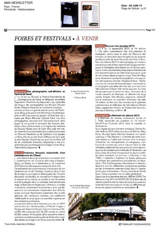 Retombées presse 2015
Supports Dates Diffusion
Contact Presse
Julie Lécuyer & Lara Fatimi
16 rue des Saints-Pères 75007 Paris - France
T. +33 1 42 60 70 10 - www.colonnes.com - contact@colonnes.com
INTERNET (SUITE)
Officiel-galeries-musees.com 8 septembre NC
Sortiraparis.com 8 septembre NC
Agenda.germainpire.info 9 septembre NC
Artactu.com 10 septembre NC
Fr.allafrica.com 10 septembre NC
Hali.com (UK) 10 septembre NC
Lemonde.fr 10 septembre NC
Lemonde.fr 10 septembre NC
Artetcommunication.com 10 septembre NC
Rfi.fr 10 septembre NC
COTE Paris Newsletter 11 septembre 4 050
Theartnewspaper.com (UK) 11 septembre NC
Rfi.fr 12 septembre NC
24heures.ch (Suisse) 12 septembre NC
Sortir.télérama.fr 15 septembre NC
Arteconomy24.ilsole24ore.com(Italie) 17 septembre NC
Foto.ilsole24ore.com (Italie) 17 septembre NC
Détoursdesmondes.typepad.com 17 septembre NC
Bilan.ch (Suisse) 19 septembre NC
Artsdaustralie.com 21 septembre NC
Sotheby’s.com 22 septembre NC
Artkhade.com 23 septembre NC
Brunoclaessens.com (Belgique) 23 septembre NC
Artdaily.org (Mexique) 25 septembre NC
Fr.artmediaagency.com 25 septembre NC
Tribalartsociety.com Septembre NC
Worldguide.eu (Allemagne) Septembre NC
CITATIONS A L’ANNEE
Artwithoutskin.com 18 décembre 2014 NC
Detoursdesmondes.typepad.com 17 février NC
 