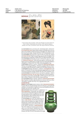 LE QUOTIDIEN DE L'ART
Date : 09 SEPT 15Pays : France
Périodicité : Quotidien Page de l'article : p.1
Page 1/1
TRIBALART 8980315400509Tous droits réservés à l'éditeur
LE
QUOTIDIEN
DE
POLITIQUE CULTURELLE
DES MUSÉES
OUVERTS 7/7
POUR LES SCOLAIRES
P.2
MERCREDI 9 SEPTEMBRE 2015 NUMÉRO «95
L'ASIE S'ARRIME
AU PARCOURS
DES MONDES
FOIRE
RÉALITÉS
ET MONDES VIRTUELS
À LA BIENNALE DE LYON
ART CONTEMPORAIN
LESARTISTESANNE
ET PATRICK POIRIER
RÉAGISSENT
AUX DESTRUCTIONS
AU MOYEN-ORIENT
ENTRETIEN
LE FORUM D'AVIGNON
S'IMPLANTE À
BORDEAUX
 