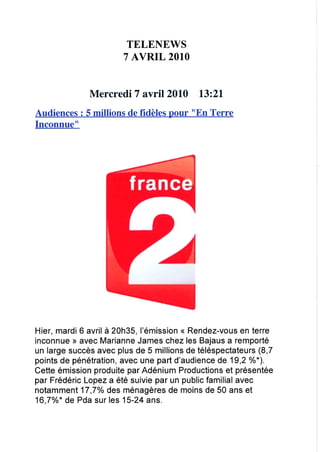 Revue de presse 07/04/2010